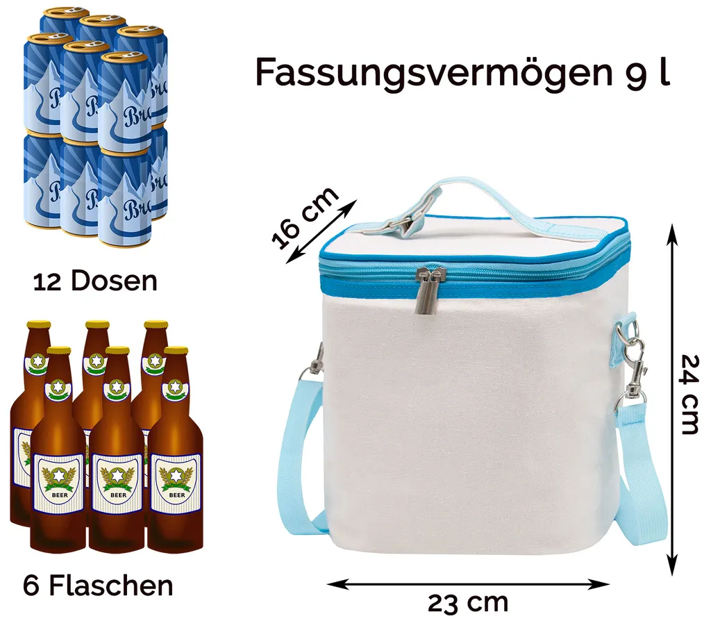 Kühltasche 9L, 23x16x24 Cm, Natur – Bild 3
