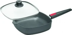 Woll Nowo Titanium Gusspfanne, Eckig 6,5 Cm Hoch Hoch Mit Sicherheitsdeckel 24 Cm