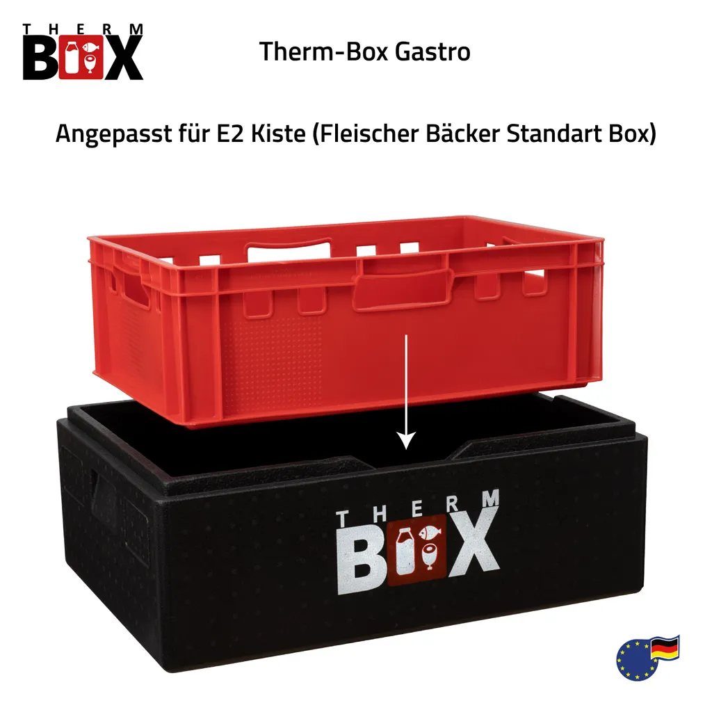 Profibox B53 - Wand: 3cm - Volumen: 53L - Innenmaß: 62,5x42,5x22cm - Wiederverwendbar Isolierbox Thermobox Kühlbox Warmhaltebox - Für E2 Kiste – Bild 5