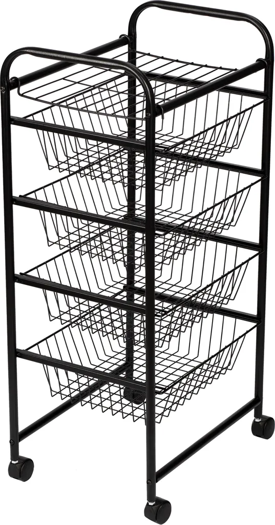 Küchenwagen ’Rudbjerg’ Mit 4 Gitterkörben Metall Schwarz – Bild 2