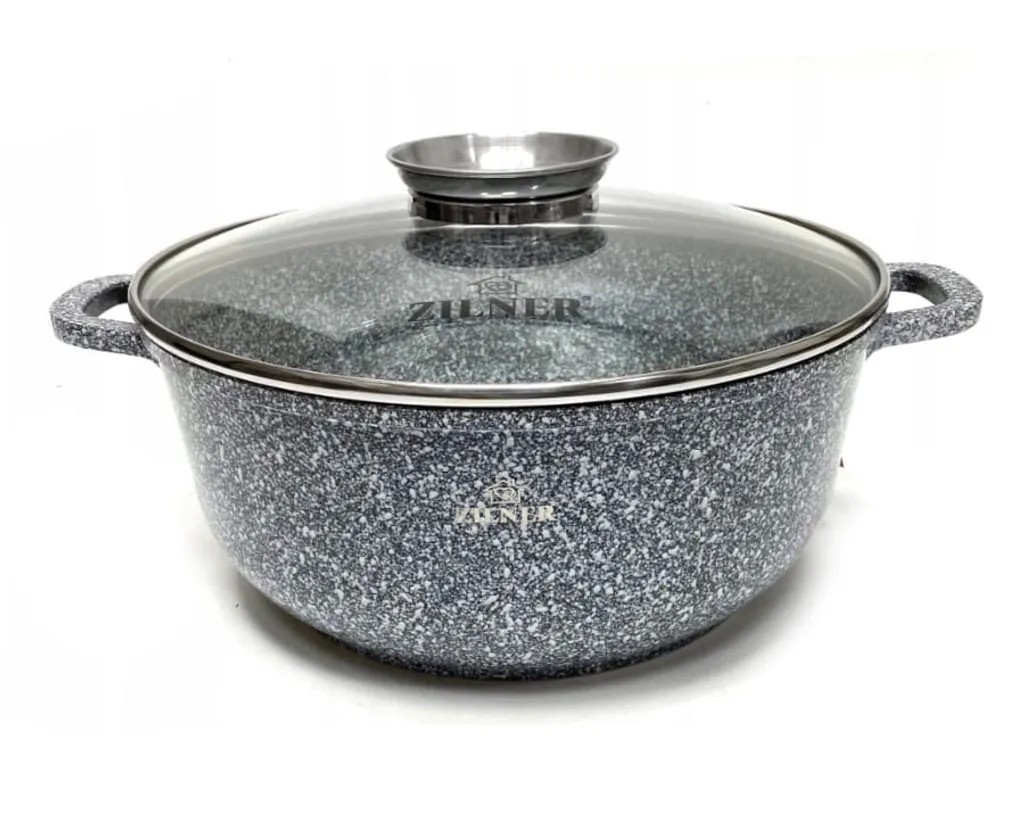 Graue Töpfe Und Kasserolle Mit Marmorbeschichtung – Bild 4