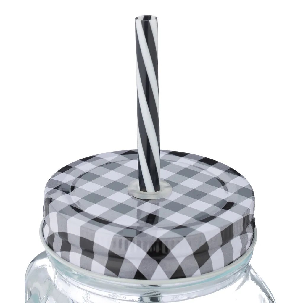 Relaxdays 8er Set Trinkgläser Mit Deckel Kariert – Bild 6