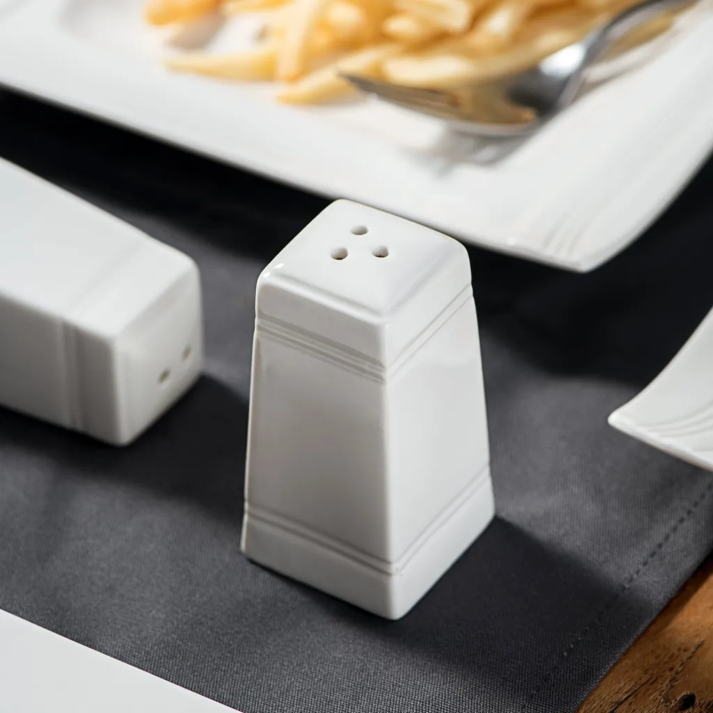 MALACASA, Serie Mario, 28-teilig Kombiservice Aus Porzellan Geschirrset Mit Je 6 Schalen, 6 Dessertteller, 6 Suppenteller, 6 Speiseteller, 2 Rechteckige Platten Und 2 Salz- Und Pfefferdosen – Bild 2